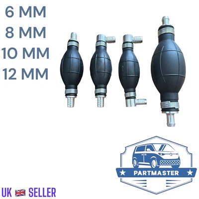 PARTMASTER FUEL PRIMER BULB HAND PUMP 6-8-10-12-15 MM DIESEL PRIMING TOOL FOR ALL VANS CAR