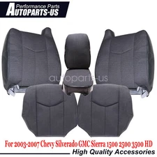 Front+Middle Bottom-Top Cloth Seat Cover Dark Gray For 2003-2007 Chevy Silverado