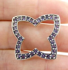 Sterling Silver Amethyst Studded Butterfly Slide Pendant 925 4.5g 1 Inch Length