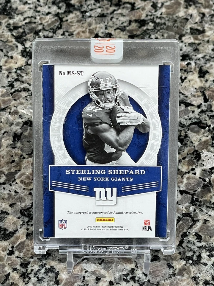 Sterling Shepard Milestone Scripts 2017 en tarjeta automática # 4/4 Giants Foto 2 de 2