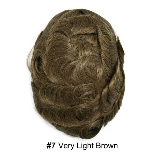 Mens Toupee Human Hair Systems Full Poly Thin Skin Hair Piece Replacement System - Picture 35 of 159