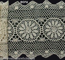 14x36" Beige Cotton Crochet Lace Table Runner Handmade Creative Linens