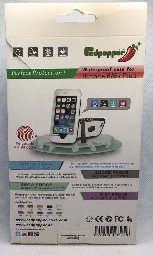 Apple iPhone 6/6s Plus Funda Impermeable Roja Pimienta Teléfono Estuche Rojo Nuevo Foto 2 de 3