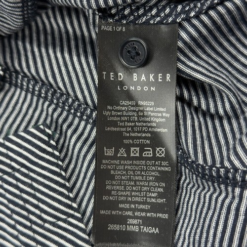 Ted Baker Taigaa Polo Shirt Men's Size 2 (S) Navy Striped Short Sleeve MSRP $120 - Picture 9 of 10