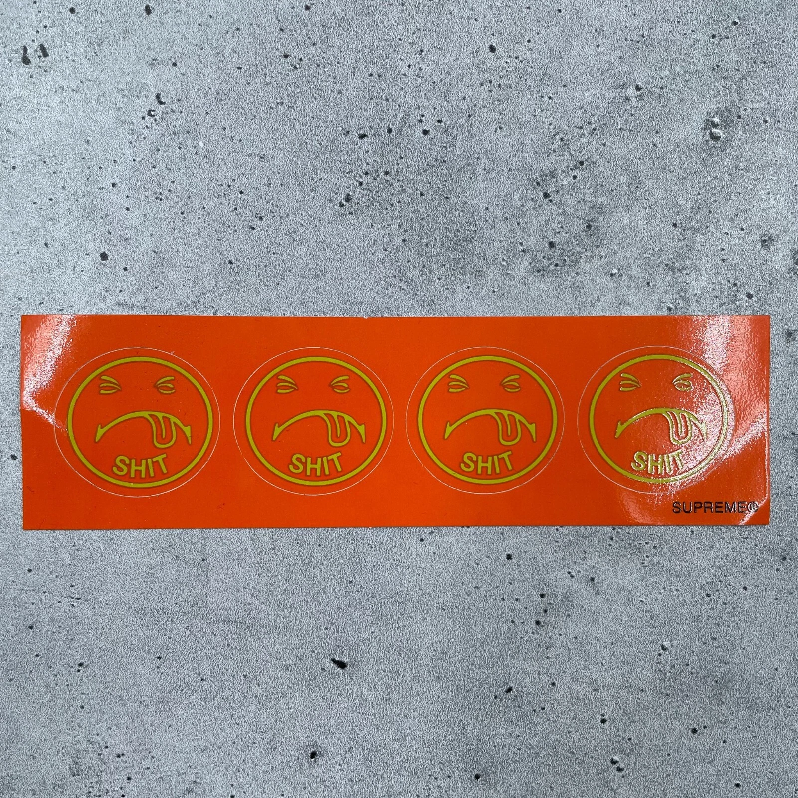 Autocollant sticker smiley orange suprême mini sh*t 100% accessoires authentiques