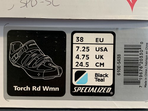 NUEVOS Zapatos de Ciclismo para Mujer Specialized TORCH ROAD, Negro Azulado, Talla 38, 3 Pernos - Imagen 4 de 4