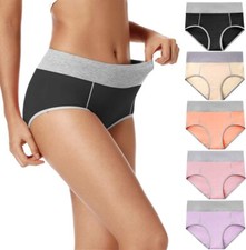 5-Pack Women's Cotton Panties High Waist Full Coverage Briefs Postpartum Panties