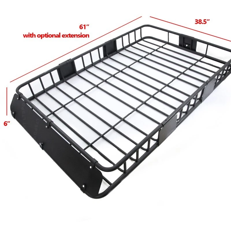 Fit Pontiac 61" Roof Rail Rack Basket Cross Bars Top Mount Cargo Carrier Extend Foto 3 de 4