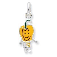 Sterling Silver Enameled Yellow Pepper Person Charm on sale Sterling Silver Enameled Yellow Pepper Person Charm on sale