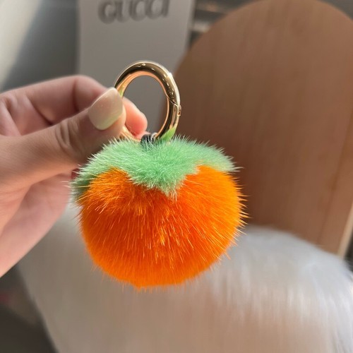 Llavero de piel de visón real bola de piel pompón bolsa de teléfono colgante - Imagen 5 de 9