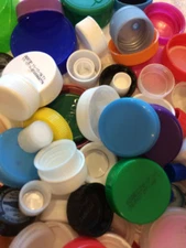50 Plastic Bottle Caps Lids Tops Craft Art Projects Mixed Color Sizes Upcycle
