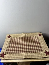 The Country House Collection Plaid Burgundy Red Tan Star Placemats Set Of 4