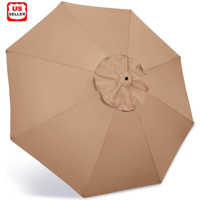 ebay patio umbrella replacement ESILOO 9 ft. Patio Umbrella Replacement Canopy-Durable, Waterproof and UV Resistant Outdoor Market Umbrella, Tan Cover