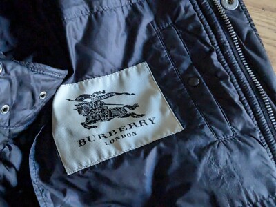 Burberry London Jacket Nylon Leather Black Men 56 Zip Up Bomber