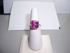Ladies Classic Ring w/Lab Created Pink Sapphire .925 Silver.