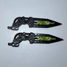 LEGO Bionicle Wing Angled with Molded Lime Center 64263pb01 Black/Lime x2