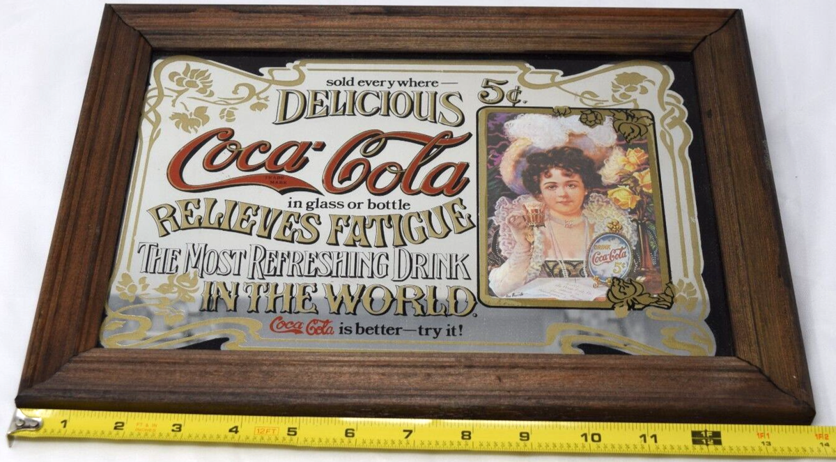 Vintage Delicious Coca Cola 5 Cents Mirror Framed | eBay