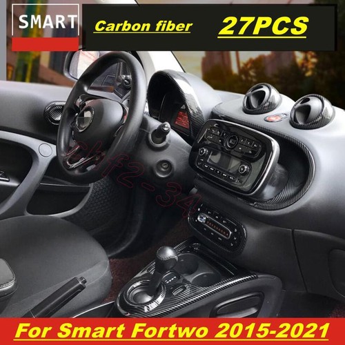 For Smart Fortwo Carbon fiber Interior Accessories Whole Kit Covers Trim 27PCS - Picture 2 of 12