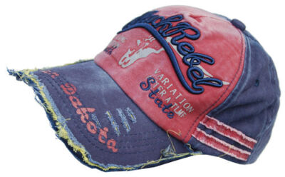 Cool4 VINTAGE 6-PANEL BASECAP BLACK REBEL Blau-Rot Baseball Cap Kappe SBC30