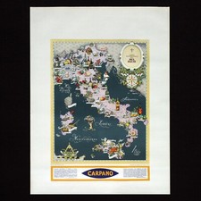 CARPANO poster manifesto Vermut Vermouth Carta Gastronomica Italia Food Map M13
