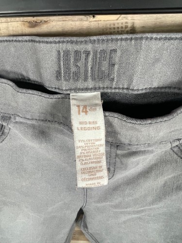 Justice Gray Girls 14 Slim Mid Rise Legging Jeans Stretchy Denim Pants Bottoms - Picture 6 of 8