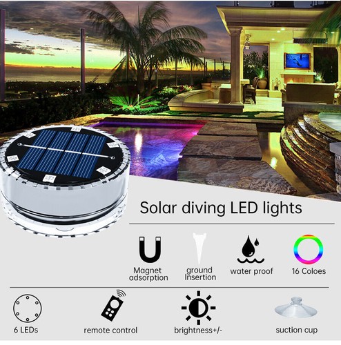 Luce Solare Piscina RGB LED Illuminazione Subacquea Colorata Lampada Sommergibile - Foto 5 di 16