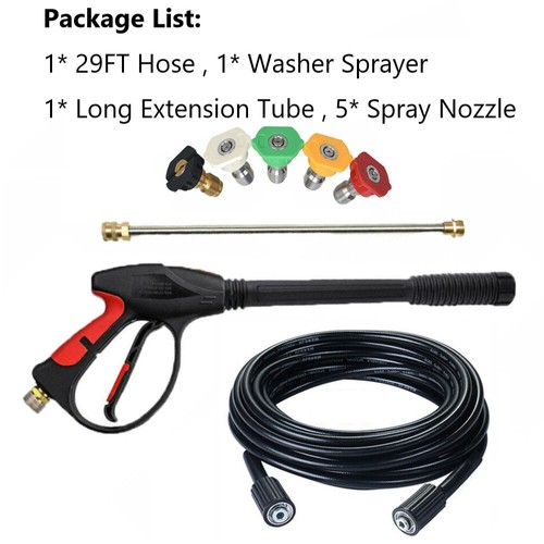 High Pressure Car Power Washer Gun Spray Long Wand Lance Hose 5 Nozzles M22 14mm - Picture 14 of 20