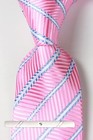New Classic Striped Pink Silver JACQUARD WOVEN 100% Silk Men's Necktie Tie