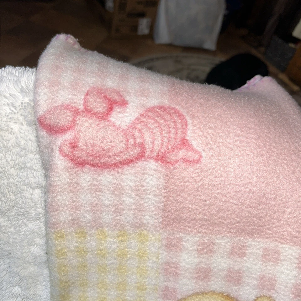 Disney Winnie The Pooh Patchwork Vellón Cuadrados Rosa Bebé Manta Dormir Foto 2 de 4