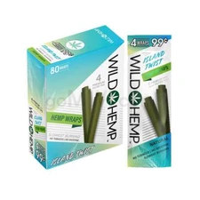 Wild 80 Wraps Organic Rolling Paper 20 Pouch X 4 Wrap Full BOX ISLAND TWIST