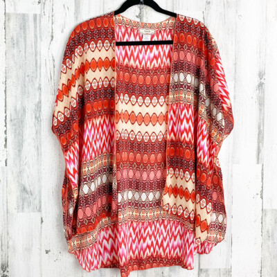 C est La Vie Print Short Sleeve Kimono With Open Front Made In Usa