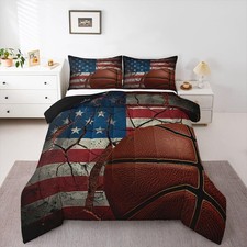 Erosebridal American Flag Bedding Set For Boys Basketball Comforter Set Full
