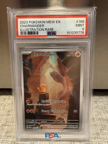 2023 Pokémon MEW EN Charmander Illustration Rare SV151 168/165 PSA 9 MINT Holo