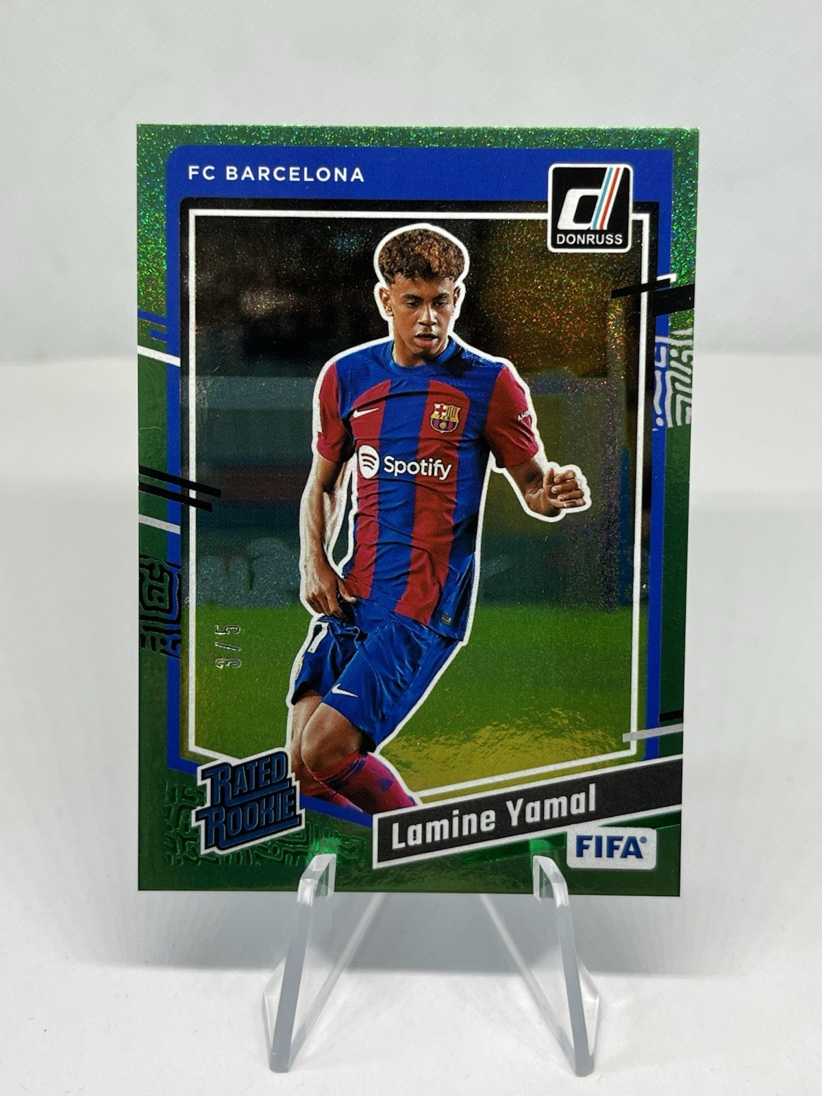 Lamine Yamal 2023-24 Panini Donruss FIFA Green /5 Rated Rookie Card #177