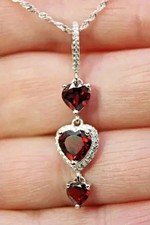 Lab Created Red Garnet 2Ct Heart Cut Beauty Pendant Women 14K White Gold Plated