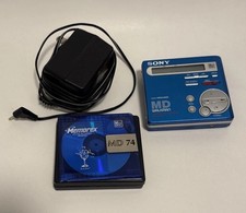 Sony MZ-R70 Walkman Portable MD MiniDisc Recorder  Remote Bundle Blue Tested