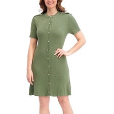 French Connection Women's Mini Sweater Dress Green Size M Button-Up