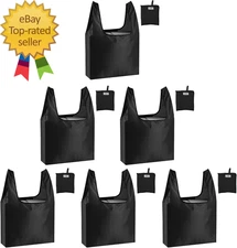 Large Reusable Bags Shopping Washable Foldable 6 Pack Grocery Bags Heavy Duty