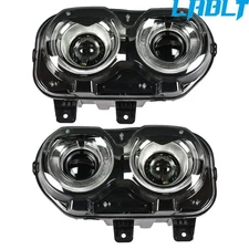 LABLT LH&RH Headlamps Clear Halogen Headlights For 2015-2018 Dodge Challenger