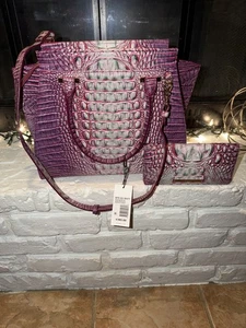 NWT HTF Brahmin Priscilla Leather Satchel in Julep w/ Matching Wallet 