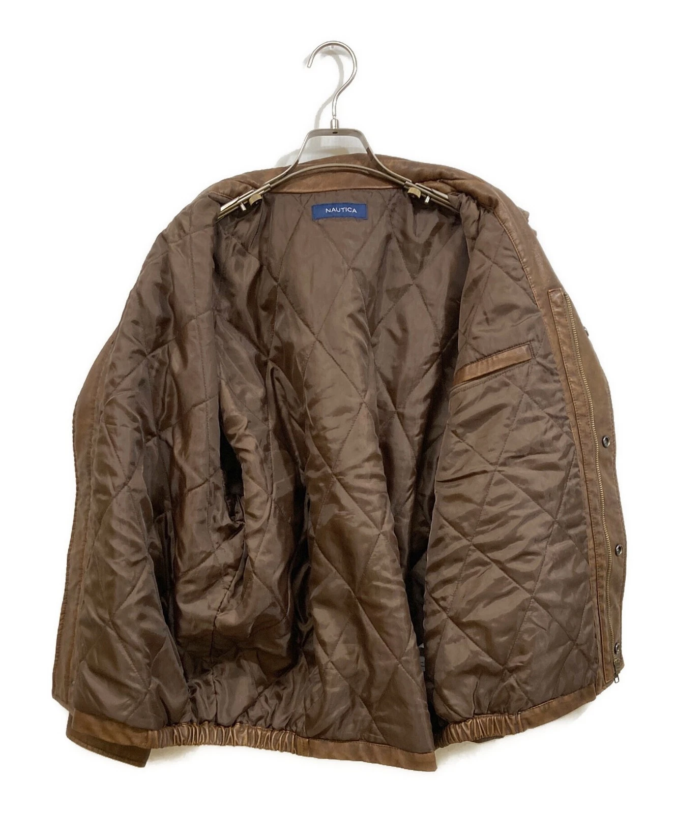 Nautica x FREAK'S STORE Faded Vegan Leather Blouson Jacket Men's Size 1 Brown image 3
