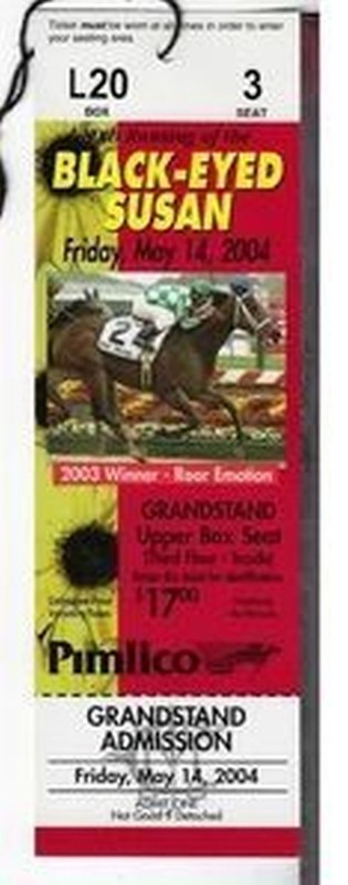 2004 FULL ADMISSION TICKET TO THE BLACK EYED SUSAN