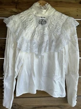 Vintage Gunne Sax Size 9 Blouse Victorian High Collar