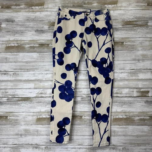 Maison Scotch Le Voyage Legging Women’s White / Blue Skinny Leg Pants size 27 - Picture 1 of 10