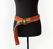 Lucky Brand Women  s Belt NO SIZE Reversible Fabric Boho Western Cowgirl Vintage