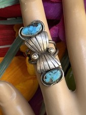 Vintage Navajo Native American Turquoise Sterling Silver 7.7gr Ring Sz 5