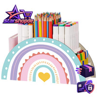 Stiftehalter Kinder Schreibtischorganizer Holz Kreativ Regenbogen