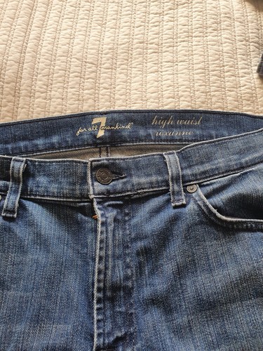 Pantalones de mezclilla rectos azules 7 For All Mankind Roxanne/Roxy W 32 - Imagen 3 de 6
