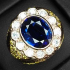 MAJESTIC VIVID BLUE SAPPHIRE 6.55CT 925 STERLING SILVER ROSE GOLD BEZEL RINGS