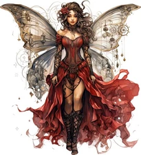 Steampunk Sticker (3 Inch) Red Angel Fiery Nature Archangel Symbolism Wings !